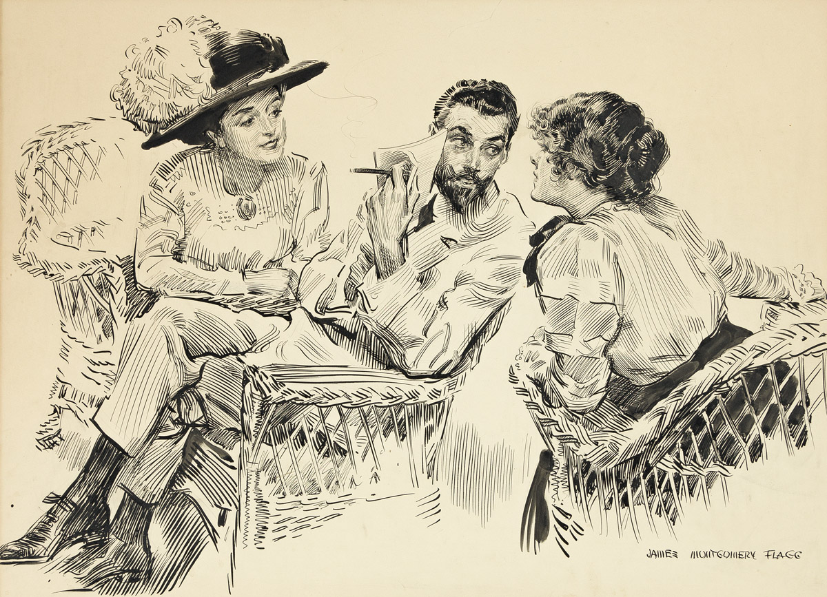 JAMES MONTGOMERY FLAGG (1870-1960) He would sit and talk and laugh with them on the piazza.